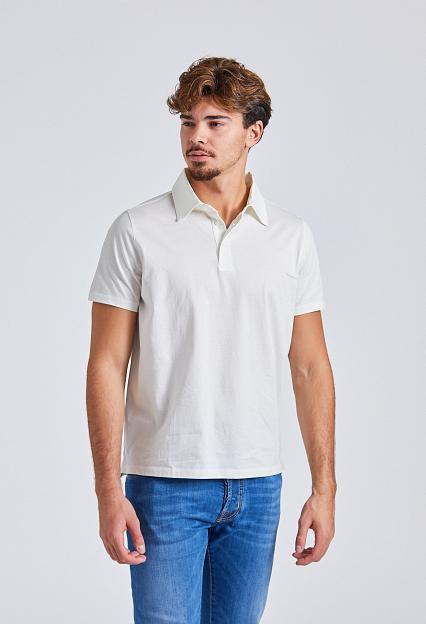 Stenströms Mercerized Cotton Polo Shirt White